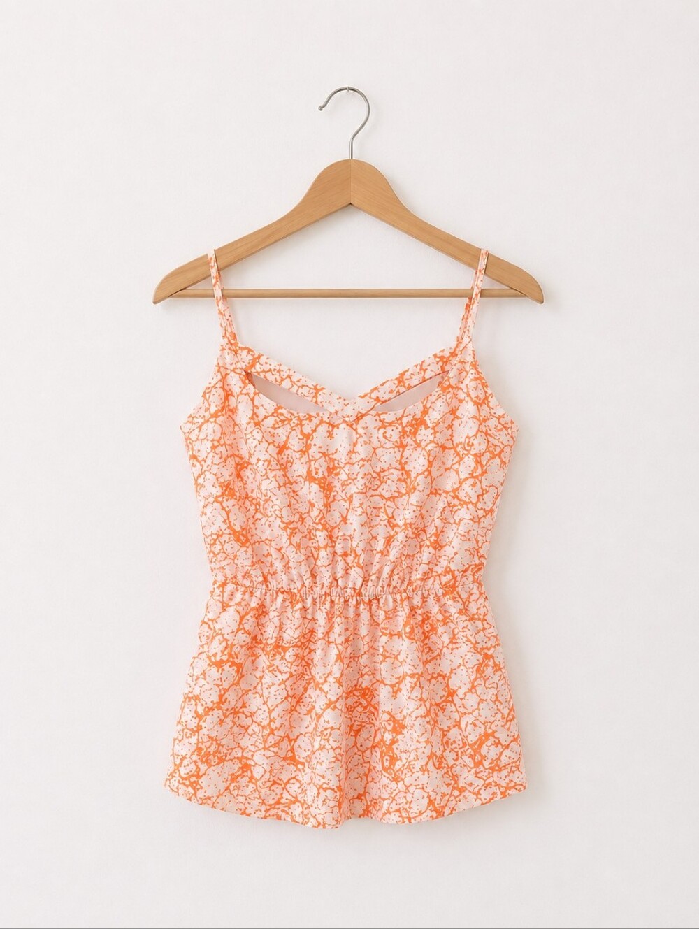 4/$15🟢Volcom Orange and White Spaghetti Strap Top